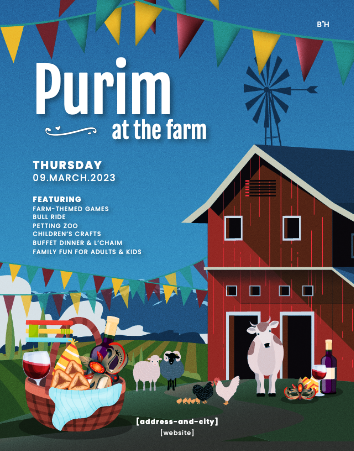 Purim in the farm Flyer