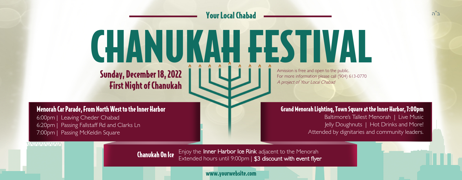 Chanukah Festival Green Menorah Web Banner