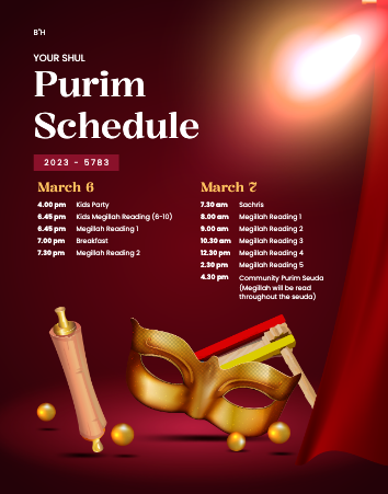 Purim Schedule 2 Flyer