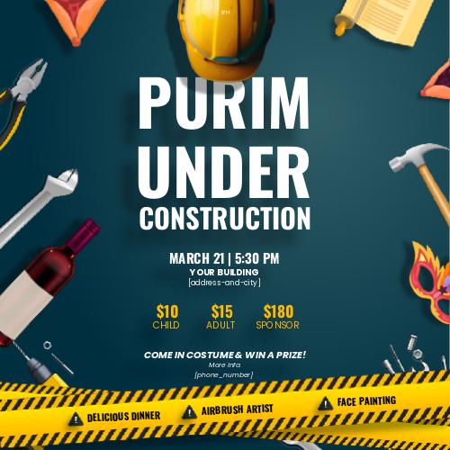 Purim Under Construction Social Media