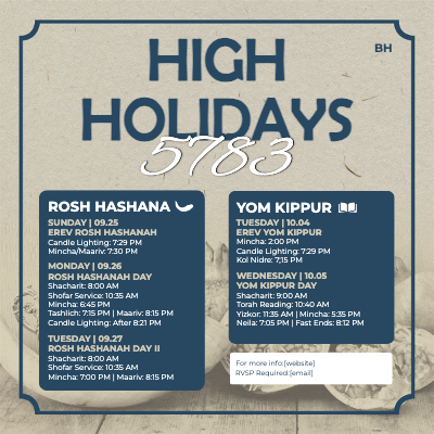 High Holidays Schedule 2 Social Media