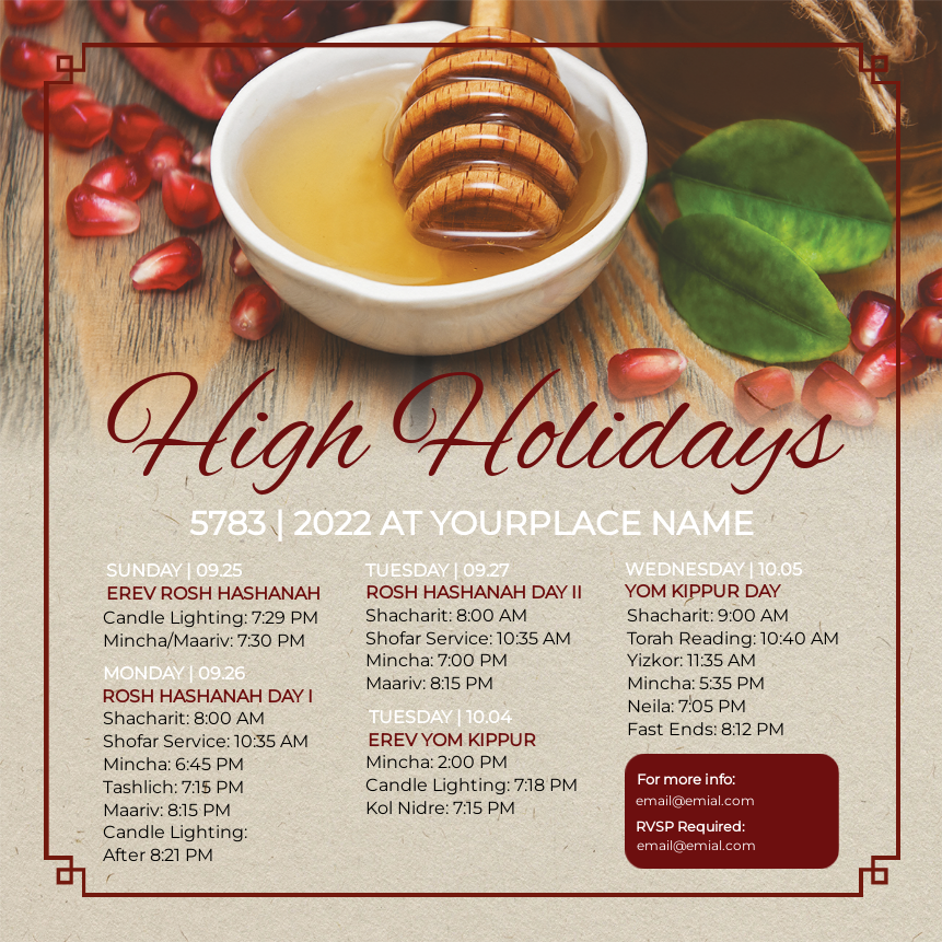 High Holiday Schedule 3 Social Media