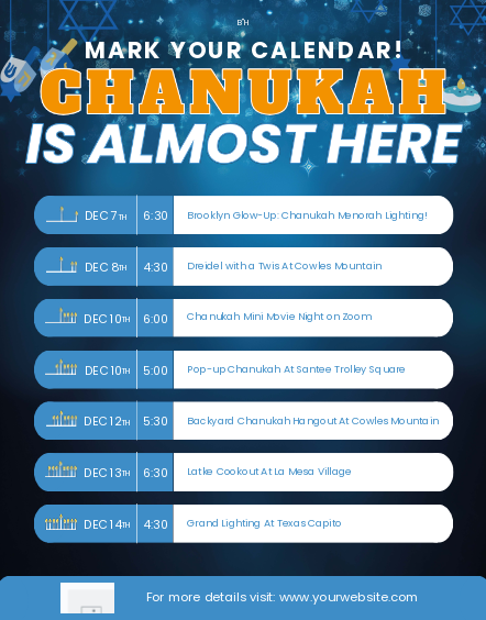 Chanukah Events Save the date 