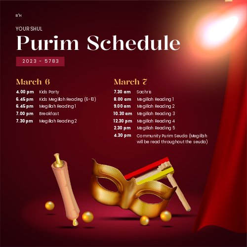 Purim Schedule 2 Social Media
