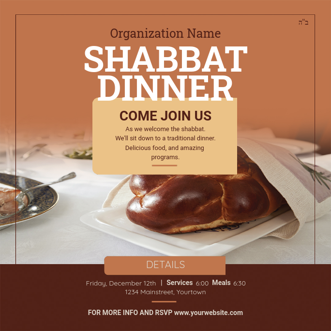 Community Shabbat Dinner Light Social Media