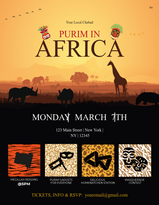 Purim In Africa Flyer