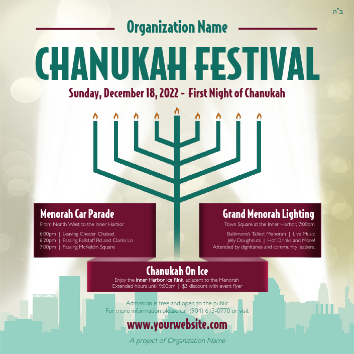 Chanukah Festival Green Menorah Social Media