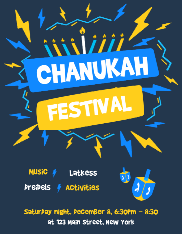 Chanukah Festival Blue Flyer