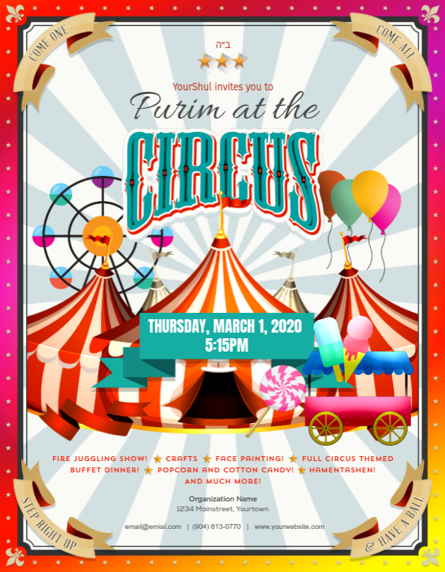 Purim At The Circus Flyer