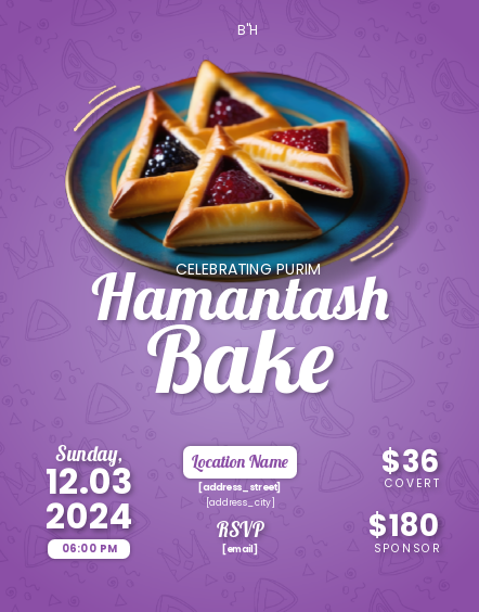 Hamantashen Bake Womens Event Flyer