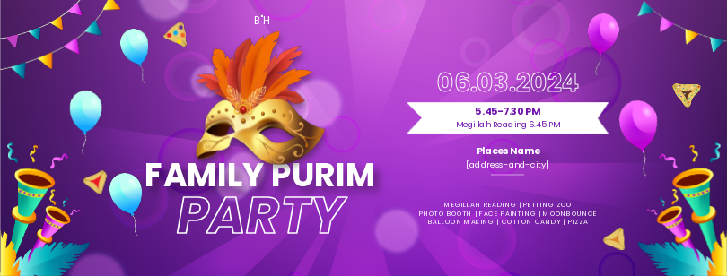 Family Purim Party Web Banner