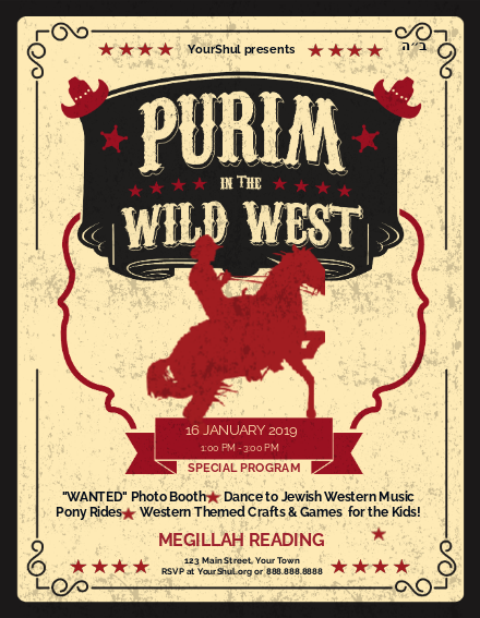 Purim In the Wild West Flyer