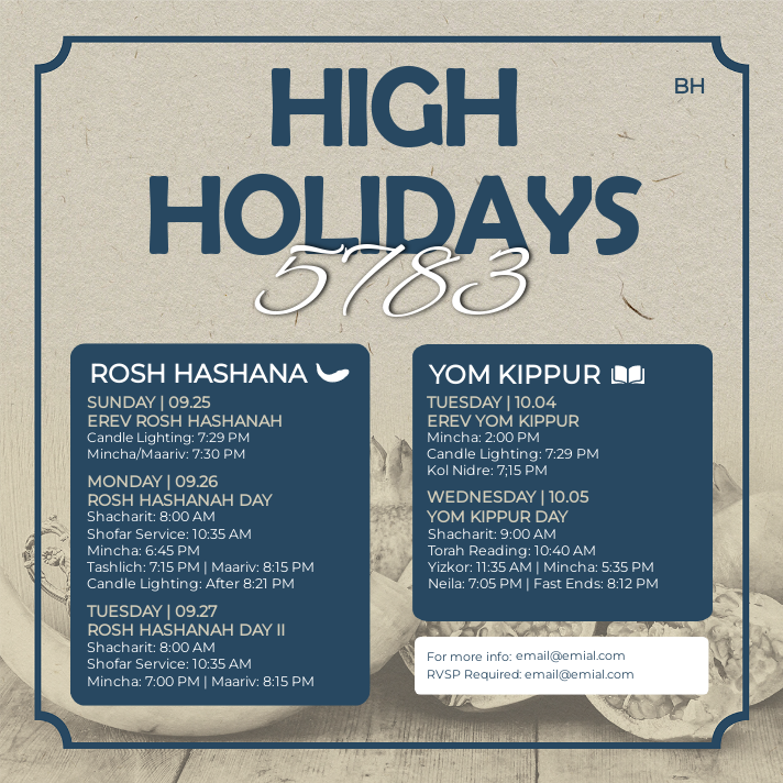High Holidays Schedule 2 Social Media