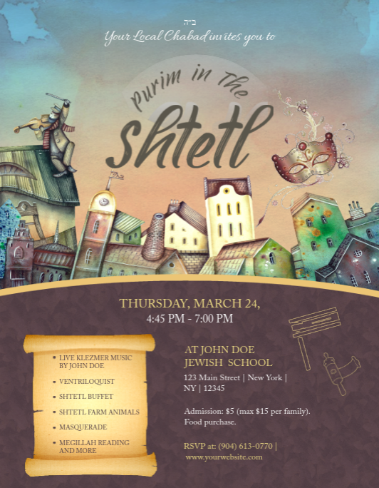Purim In The Shtetl Flyer