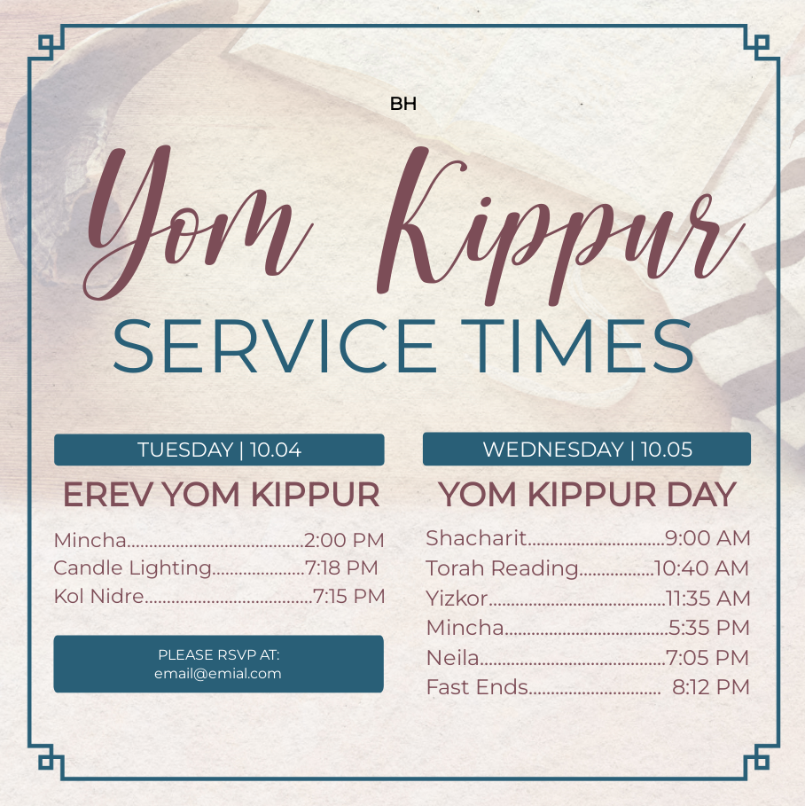 Yom Kippur Schedule 2 Social Media