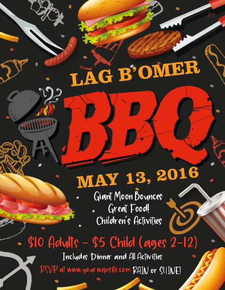 Community Lag Bomer BBQ Flyer