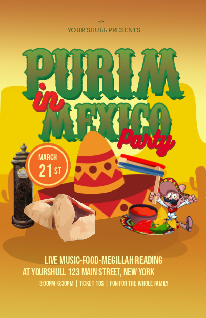 Purim In Mexico Postcard Front