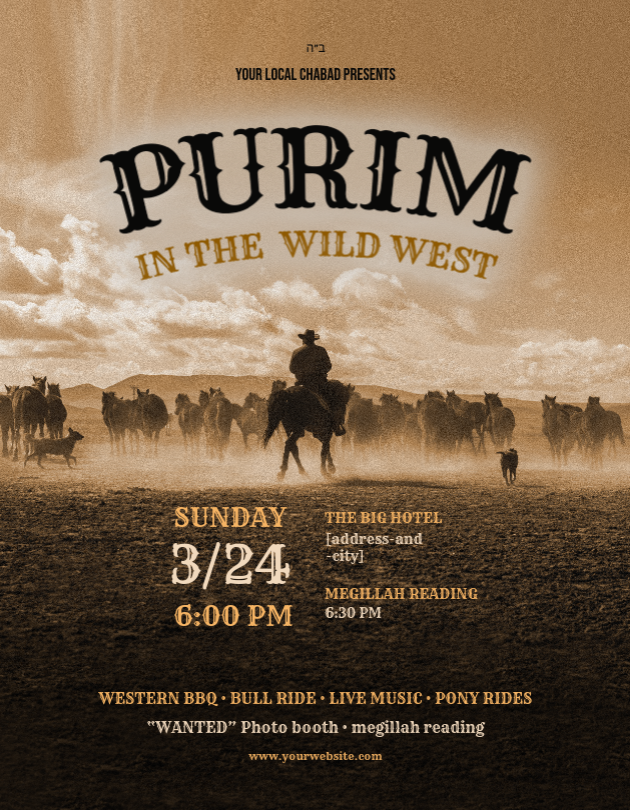 Purim In The Wild West 2 Flyer
