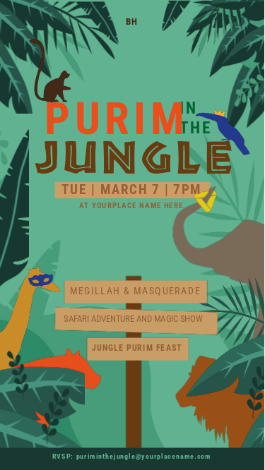 Purim in the jungle instagram story