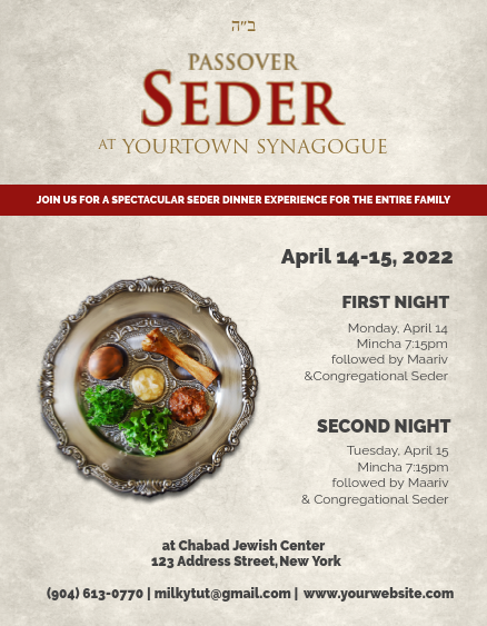 Pesach Seder 62 Flyer
