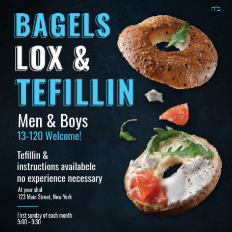 Bagels lox and tefellin social media