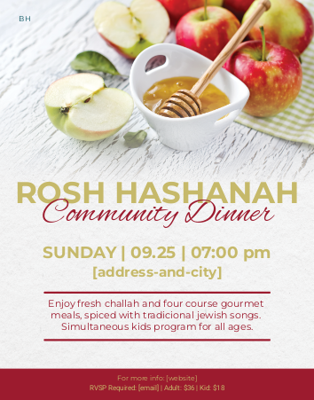 Rosh Hashanah Dinner 3 Flyer