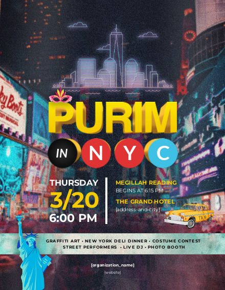 Purim In NYC Flyer